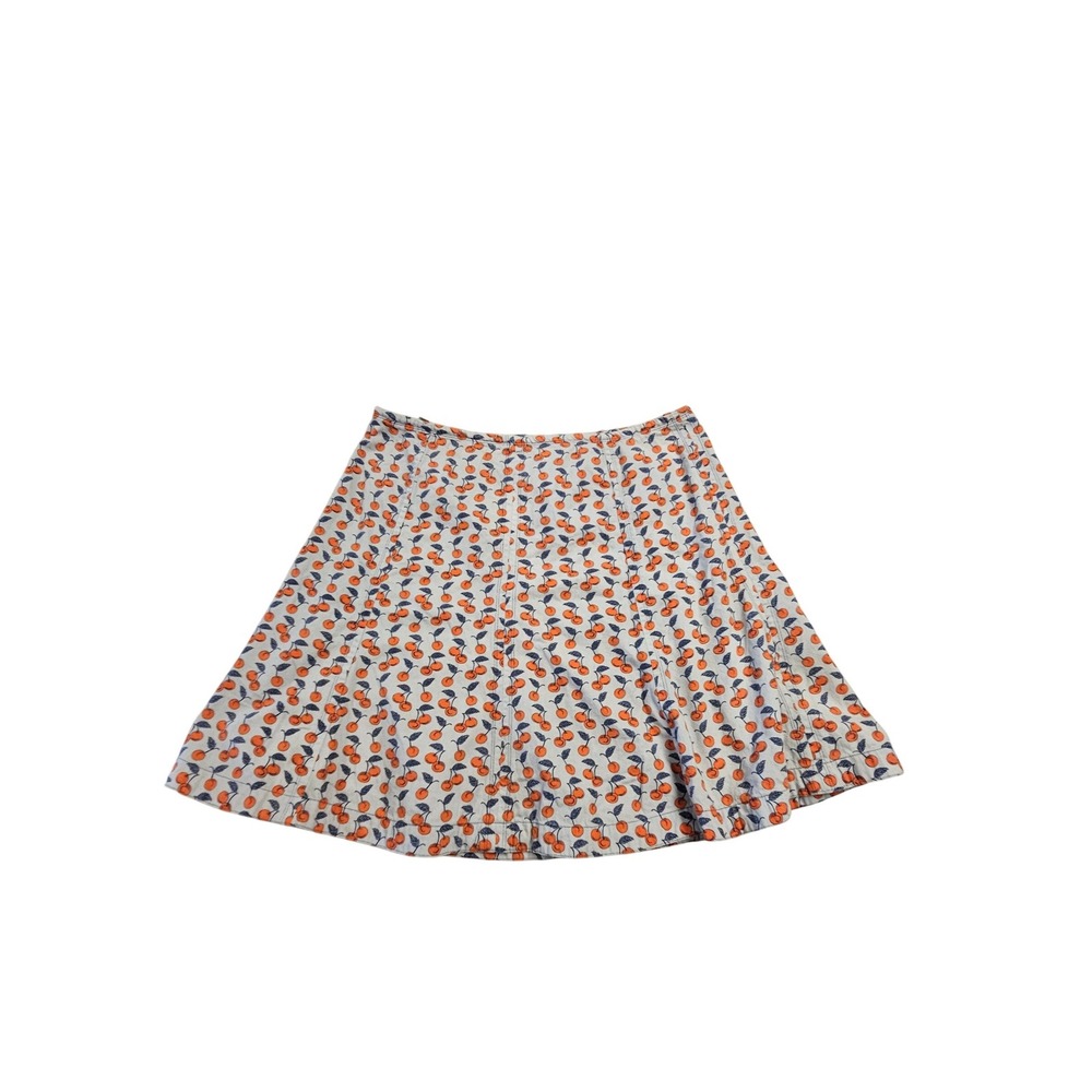 L.E.I. Relaxed Woman Cherry Print A-Line Skirt Blue Orange Cotton Size 18W